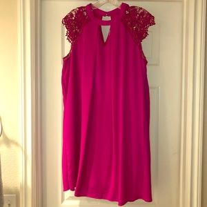 Magenta crochet cap sleeve dress